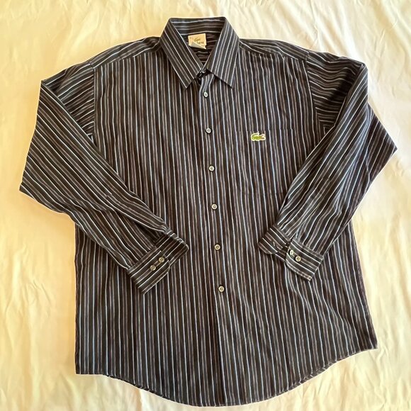 Lacoste Other - Lacoste Button Shirt Mens 5 Large Croc Logo Pocket Striped Classic Preppy